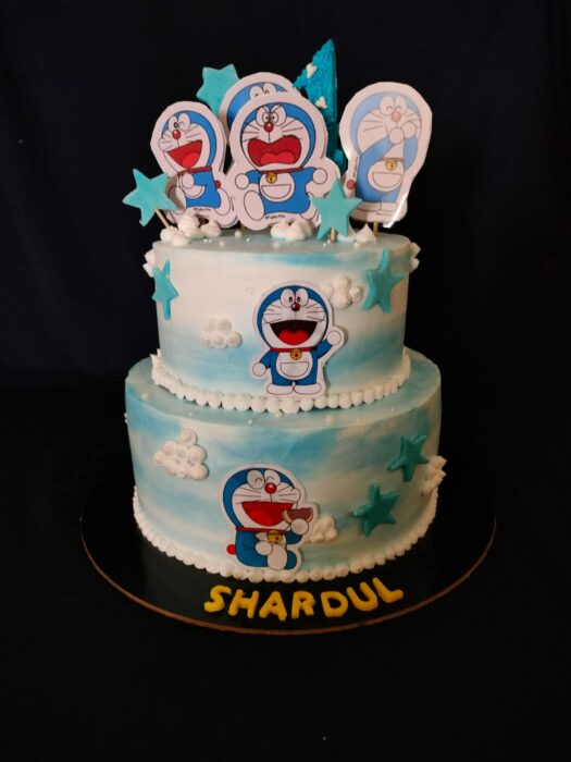 Chocolate truffle doreman theme cake