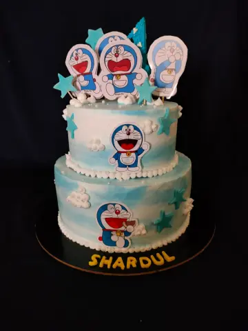 Chocolate truffle doreman theme cake